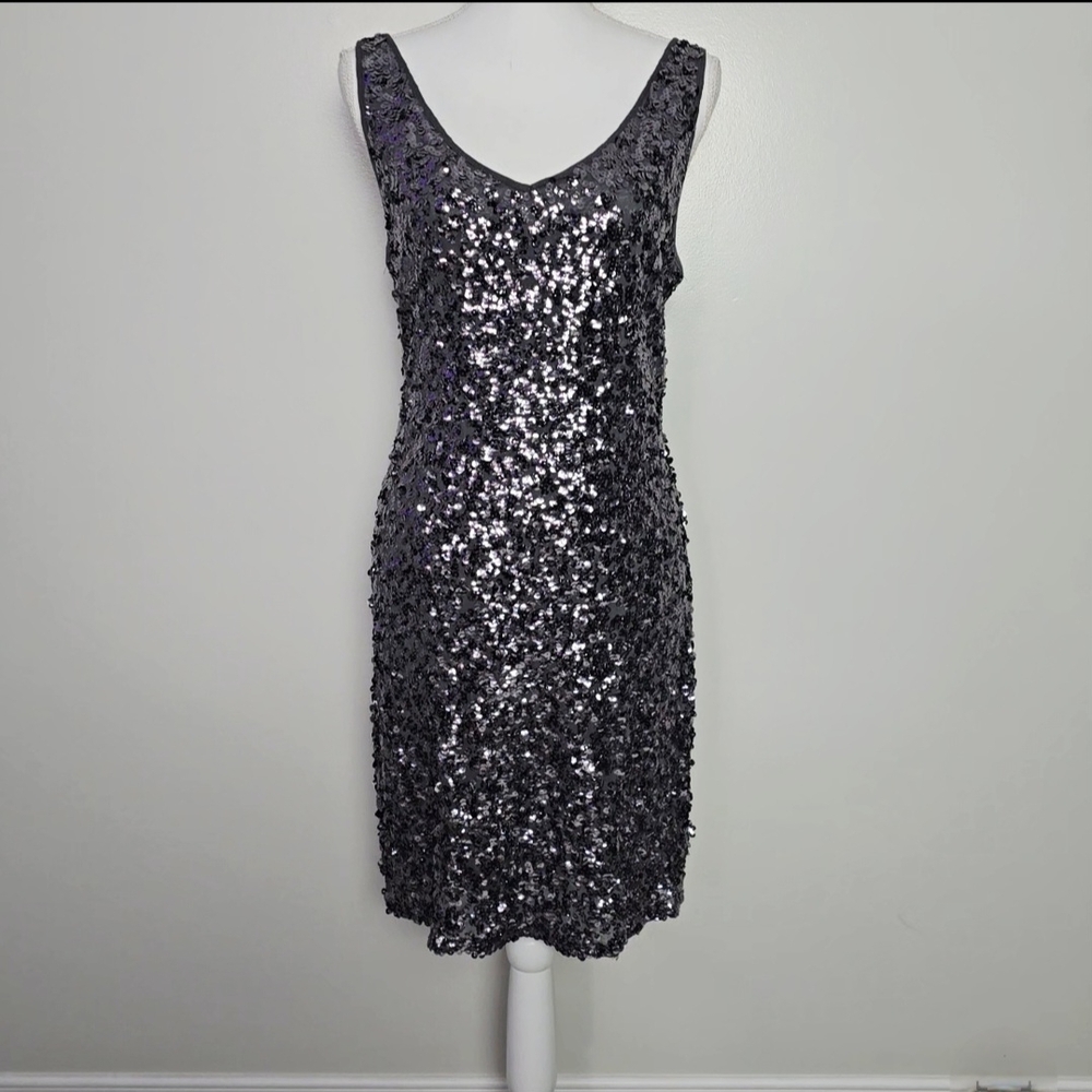 INC International Concepts Silver Sequin Mini Dress